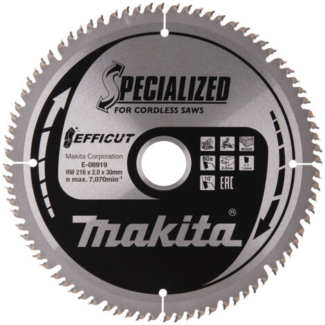 Makita E-08919 Lama Efficut Sega Circolare TCT 216x30x2 mm 80 Denti Legno (1/4)