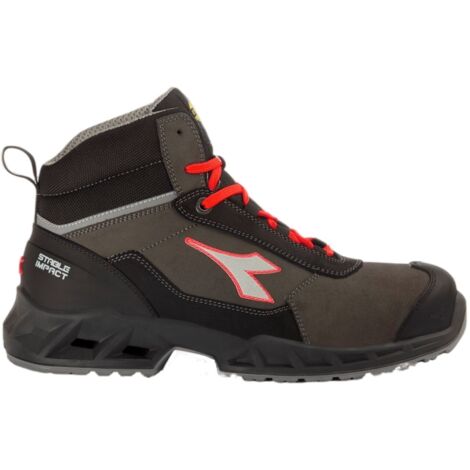 Utility Diadora Scarpa Shark Stab Imp Leat Mid S3 Src Esd Nero Rosso Fluo 42 (1/10)