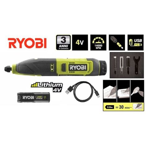 Ryobi RPC4-120G Utensile Intaglio Batteria 4V USB Lithium 13000c/min 1x2,0Ah