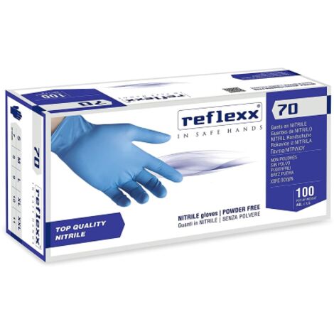 Guanti monouso in nitrile Reflexx R70 Top Quality senza polvere - S - Celeste