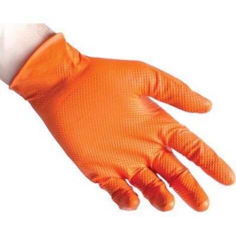 Guanti in nitrile monouso full grip Reflexx N85 senza polvere - M - Arancione