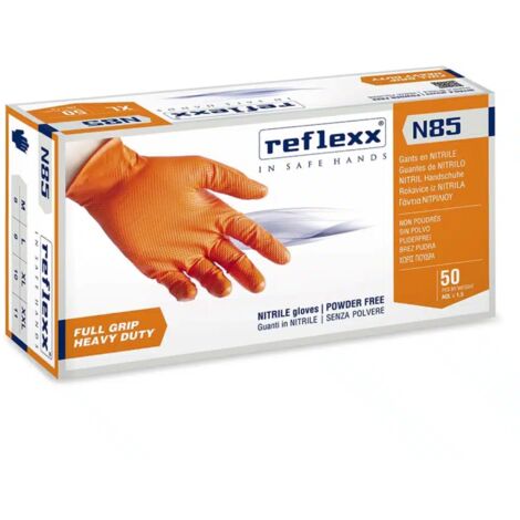 Reflexx N85 Guanti Nitrile No Polvere 100% Latex Free 8.4gr Cat.3 50 Pezzi L