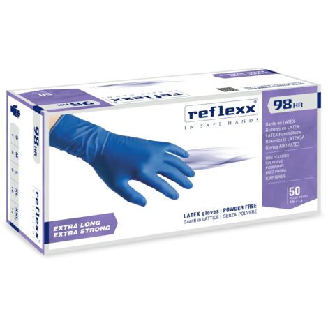 Guanti da lavoro monouso in lattice Reflexx R98 HR con manichetta - L