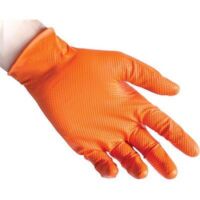 Guanti in nitrile monouso full grip Reflexx N85 senza polvere - M - Arancione
