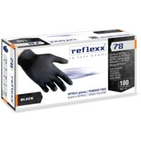 Guanti in nitrile monouso Reflexx R78 neri senza polvere - L - Nero
