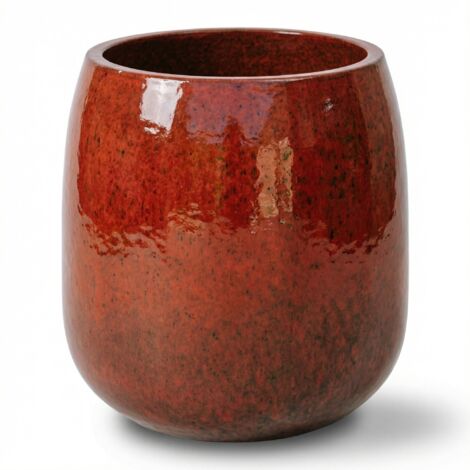 Provencelia Pflanzkübel Socrate Ø32 cm Höhe 33 cm frostbeständig, keramisch, handgefertigt, Tropisches orange