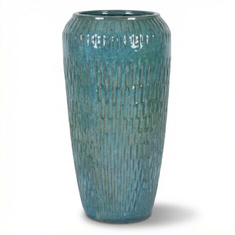 Provencelia Pflanzkübel Pompadour Ø30 cm Höhe 57 cm frostbeständig, keramisch, handgefertigt, Stahlblau