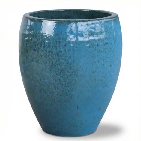 Provencelia Pflanzkübel Poseidon Ø36 cm Höhe 52 cm frostbeständig, keramisch, handgefertigt, Bleu Acier