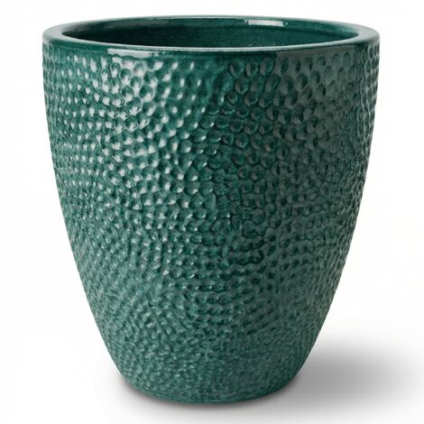Provencelia Blumentopf Cigaline Ø30 cm Höhe 29 cm frostbeständig, keramisch, handgefertigt, Petrolblau (1/5)