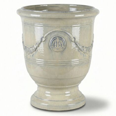 Provencelia Pflanzkübel Richelieu Ø46 cm Höhe 56 cm frostbeständig, keramisch, handgefertigt, Cremefarben