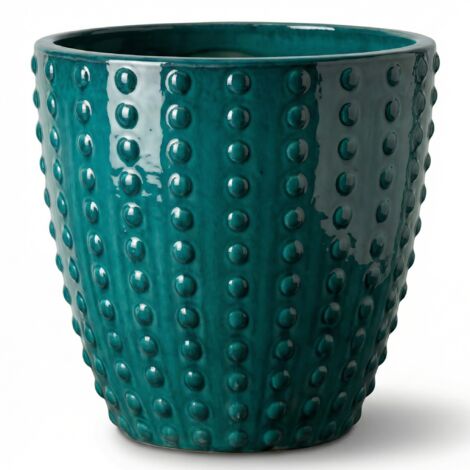 Provencelia Blumentopf Attila Ø23 cm Höhe 22 cm frostbeständig, keramisch, handgefertigt, Petrolblau (1/5)