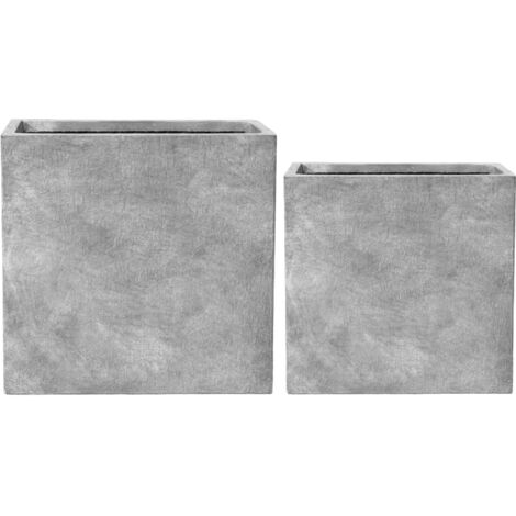 Provencelia ALPHA Pflanzgefäß Beton 60x25 x H 60 cm Lichtgrau — Pflanzkübel groß frostbeständig handgefertigt recycelter Faserbeton Blumentopf Garten Terrasse Balkon (1/5)