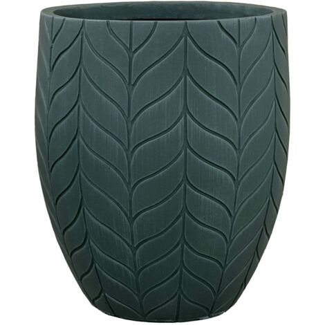 Provencelia ESSENCE Pflanzgefäß Beton Ø 54 x H 60 cm Dunkelgrün — Pflanzkübel groß frostbeständig handgefertigt recycelter Faserbeton Blumentopf Garten Terrasse Balkon (1/5)