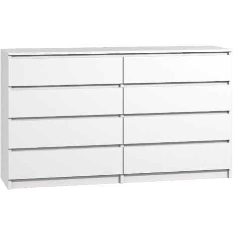 Kommode mit 8 Schubladen 140, Sideboard Bella weiß (1/5)