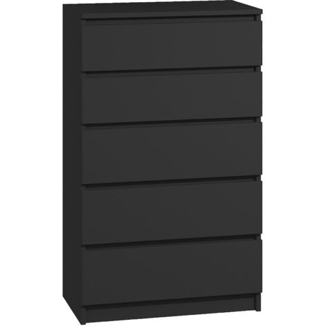 Kommode 5 Schubladen schwarz Sideboard Bella (1/5)