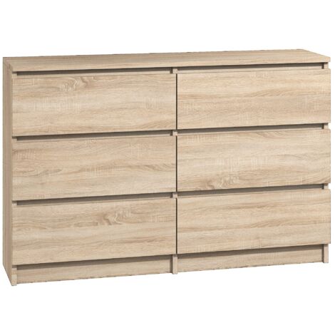 Kommode  mit 6 schubladen 120cm sonoma Sideboard Bella
