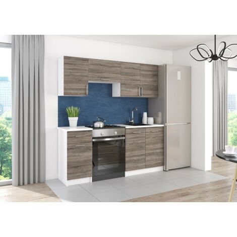 Moderne Küchenzeile LECO 180 cm in Dunkel Sonoma – funktionales Design für jede Küche (1/4)