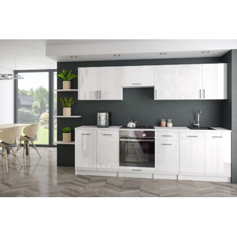 Moderne Küchenzeile LECO 240 cm in weiß Hochglanz – funktionales Design für jede Küche