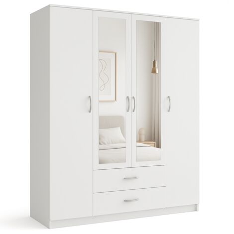 Kleiderschrank Garderobe Mehrzweckschrank Mit Spiegel Sonoma 205 x 160 x 52 cm (1/5)