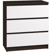 Kommode mit 3 Schubladen Sideboard Wenge Weiss Anrichte holz 70 cm