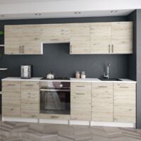 Moderne Küchenzeile LECO 240 cm in Eiche Bordeaux – funktionales Design für jede Küche