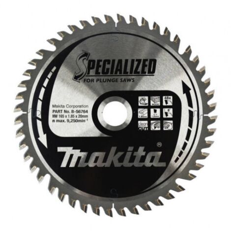 Makita – Lame de scie circulaire 165mm – Alésage 20mm – 48 dents TCT pour bois dur – Angle de coupe 8°