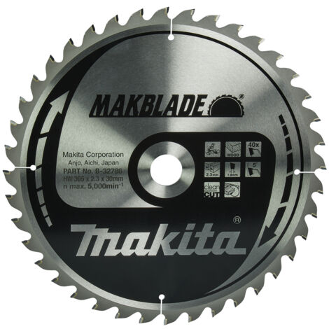 Makita – Lame de scie circulaire 305mm – B32786 – 40 dents carbure pour bois dur – Coupe nette et précise (1/2)