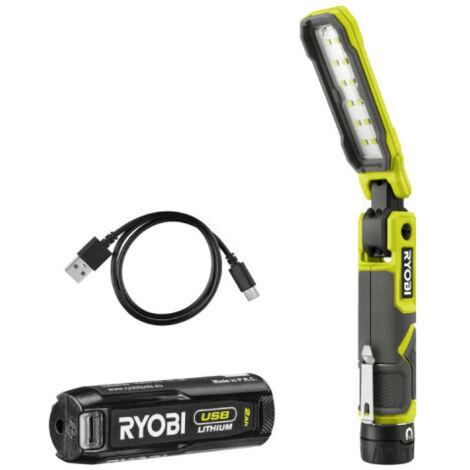 Ryobi RLI4-120G Batterie Lumineuse Magnétique 4V USB Lithium 650 Lumen 1x2,0 Ah