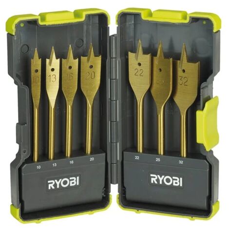 RYOBI Coffret antichocs 7 mèches plates pour perçage bois RAK07SB