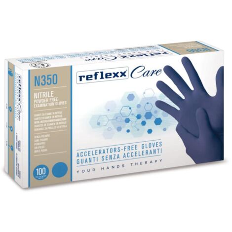 Gants en nitrile Reflexx N350 sans accélérateurs Micro-rough 3,2 gr Cat.3 100 pièces XL