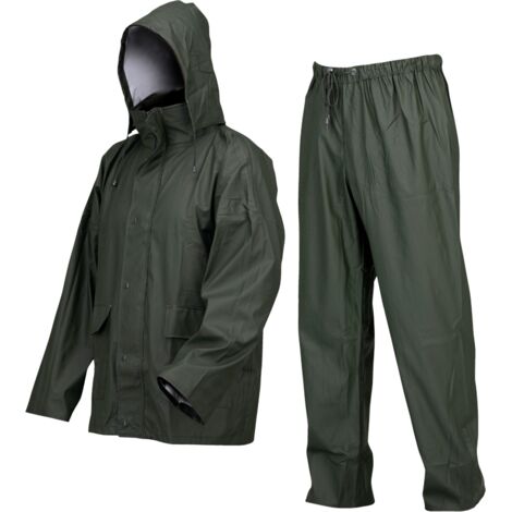 Würth Modyf – Veste de travail imperméable en PVC vert M – Ensemble pluie avec ventilation – Coutures étanchées – Capuche ajustable - 00209-020