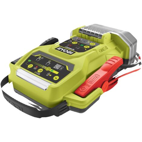 Ryobi – Booster de démarrage 18V sans fil – Courant de pointe 1800A – Pour moteurs essence jusqu'à 6L – Lampe LED intégrée – Câble de 40 cm