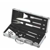 Ompagrill 06420 Ensemble d'ustensiles de cuisine pour barbecue dans un coffret en acier 6 pièces