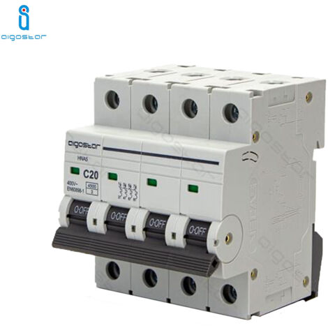 DISJONCTEUR MAGNÉTOTHERMIQUE 20A AMPÈRES 4P POTEAUX COURBE C