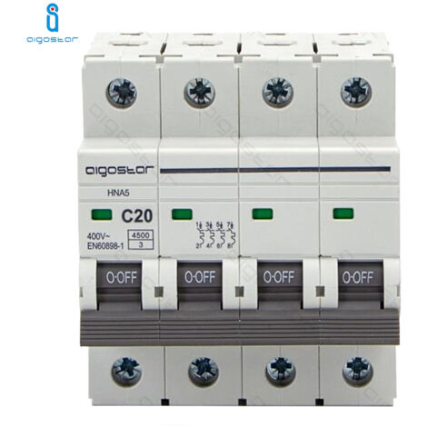 DISJONCTEUR MAGNÉTOTHERMIQUE 20A AMPÈRES 4P POTEAUX COURBE C
