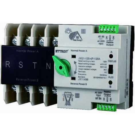 Interruttore Automatico Di Trasferimento (ATS) Trifase 4P Per Impianti Fotovoltaici - 63A, 100A, 125A, 230V - Senza Interruzioni Di Alimentazione