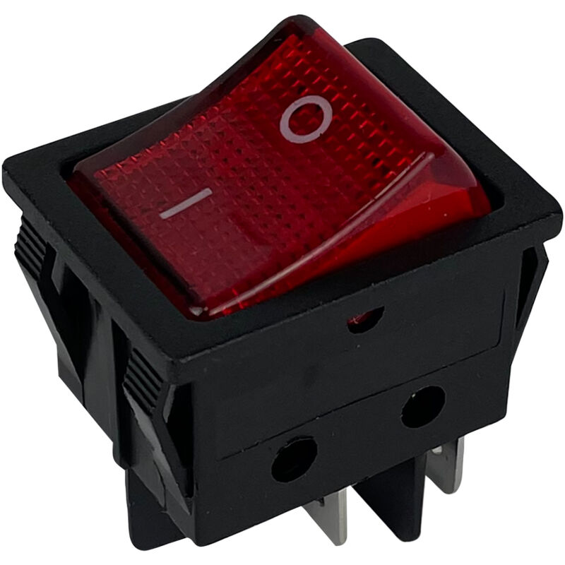 Interrupteur Bipolaire Lumineux Rouge REPORSHOP - 16A, 250V, Dimensions 30x22 Mm, Pour Panneau électrique