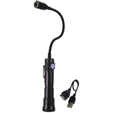 Lampe d'inspection LED rechargeable USB 3W, 165 lumens, IP44, 7000K blanc-froid, aimanté, intensité variable - Tibelec (1/5)