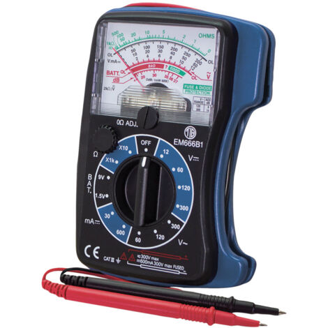 Multimètre analogique compact, 5 fonctions, 300V, cat III, garantie 3 ans - Tibelec (1/3)