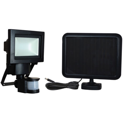 Projecteur Solaire LED Noir, 7.5W, 630 lumens, IP44, 6900K blanc-froid, détecteur de mouvement, Inter 3 positions On/Off/Auto - Tibelec (1/3)