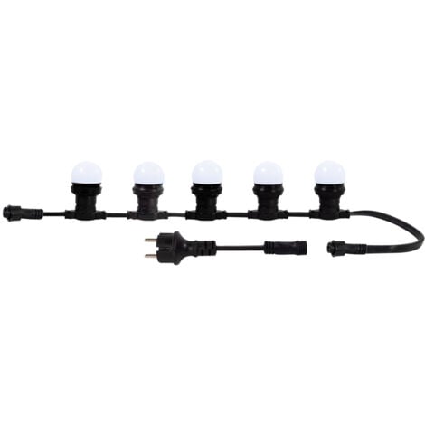 Guirlande Guinguette LED Tibelec 10M - 10 Lampes Blanches 0,8W E27, Résistante à l'Eau et à la Poussière, Connectable pour Ambiance Festive- TIBELEC