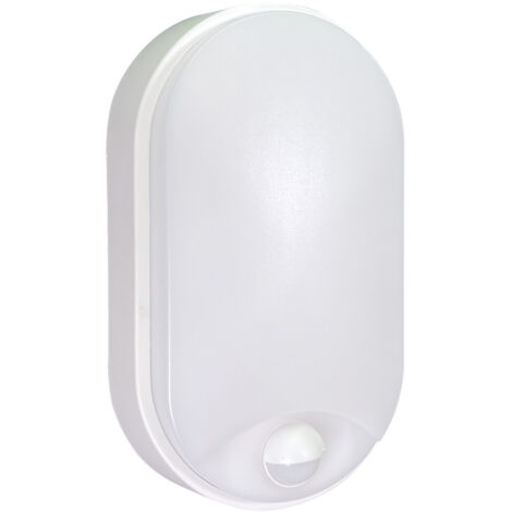 Hublot LED Ovale Blanc, 12W, 1200 lumens, IP65, couleurs réglables 3000/4000/6500, détecteur de mouvement, garantie 5 ans - Tibelec