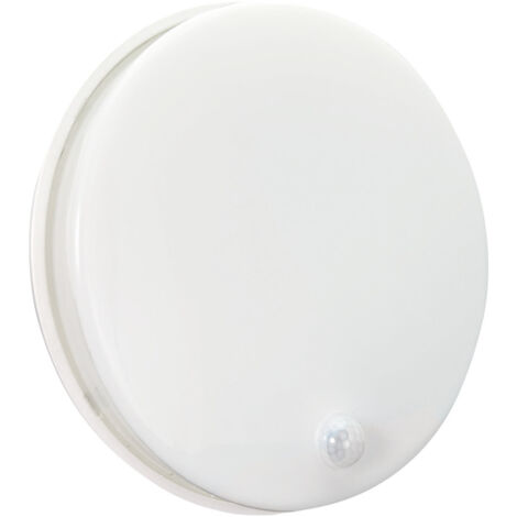 Hublot LED Rond Blanc, 15W, 1600 lumens, IP54, 4000K blanc-neutre, crépusculaire, détecteur de mouvement, connecteur rapide, garantie 5 ans - Tibelec