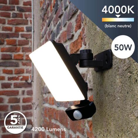 Projecteur LED 50W / 4150LM full screen blanc avec détecteur de mouvement IP44