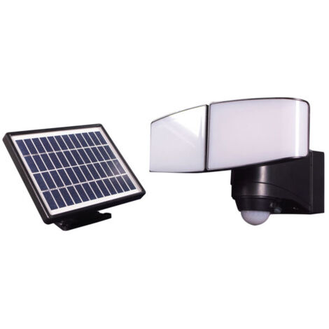 Tibelec – Projecteur solaire LED 10W 685 lumens – Panneau déporté avec détecteur de mouvement – IP44 – 4000K blanc-neutre – Installation facile