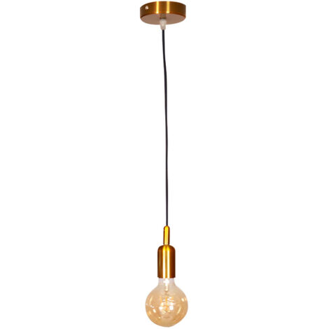 Kit de Suspension pavillon métal bronze, câble tissu bleu marine long. 3m, douille E27 finition bronze - Tibelec