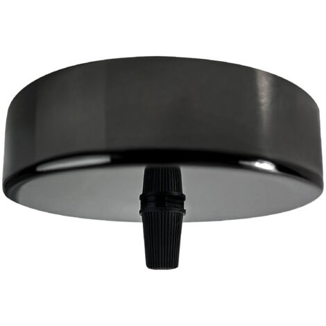 Tibelec – Pavillon cache-fils cylindrique noir perle – Métal – Diamètre 100mm – Installation plafond pour cacher fils électriques