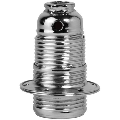 Douille métal E14 filetée chromé, double bague - Tibelec