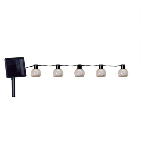Guirlande Guinguette Solaire LED 6.15m, 10 ampoules, 2700K Blanc-chaud, IP44, Crépusculaire - Tibelec (1/5)