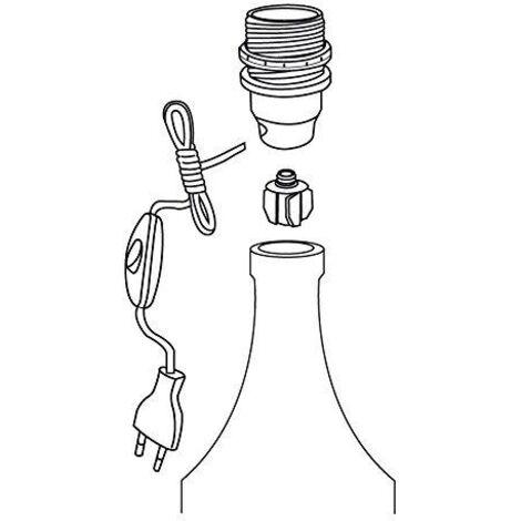 Centrale Brico – Adaptateur bouteille E14 40W – Câble 1.5m 2x0.75mm² – Raccord à ailettes diamètre 17-25mm – Interrupteur à main inclus